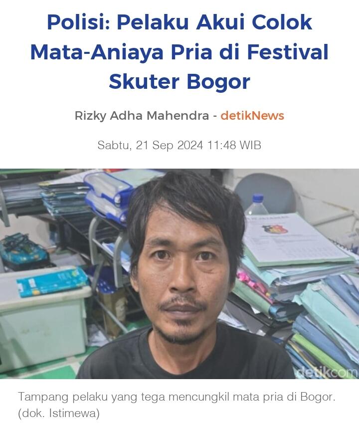 Pelaku Cungkil Mata Pria di Bogor Menyerahkan Diri ke Polisi