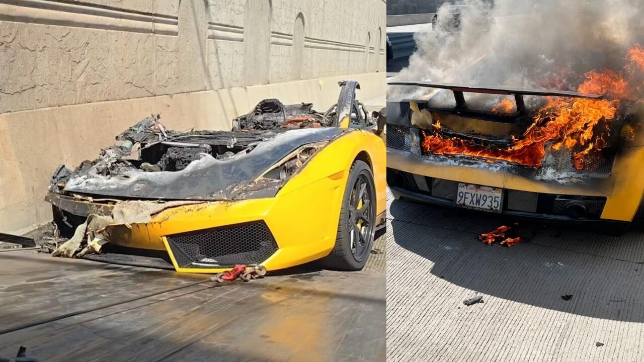 Lamborghini Gallardo Terbakar, Yang Tersisa Hanya Bumper Depan Sebelah Kiri