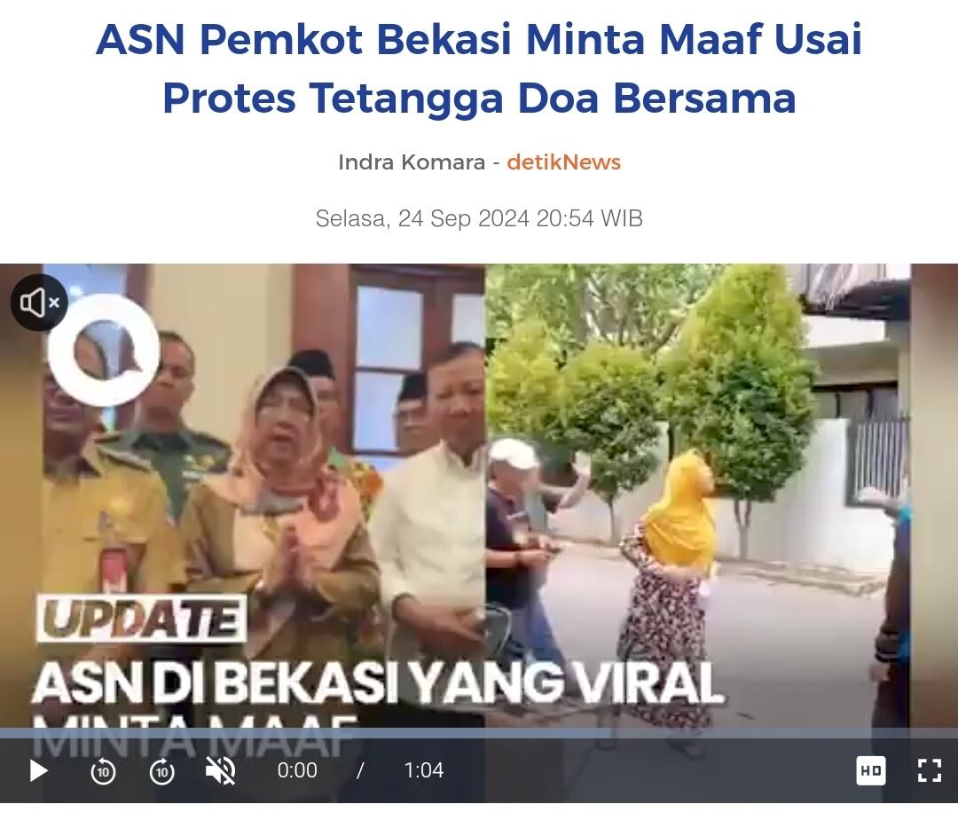 ASN Pemkot Bekasi Minta Maaf Usai Protes Tetangga Doa Bersama