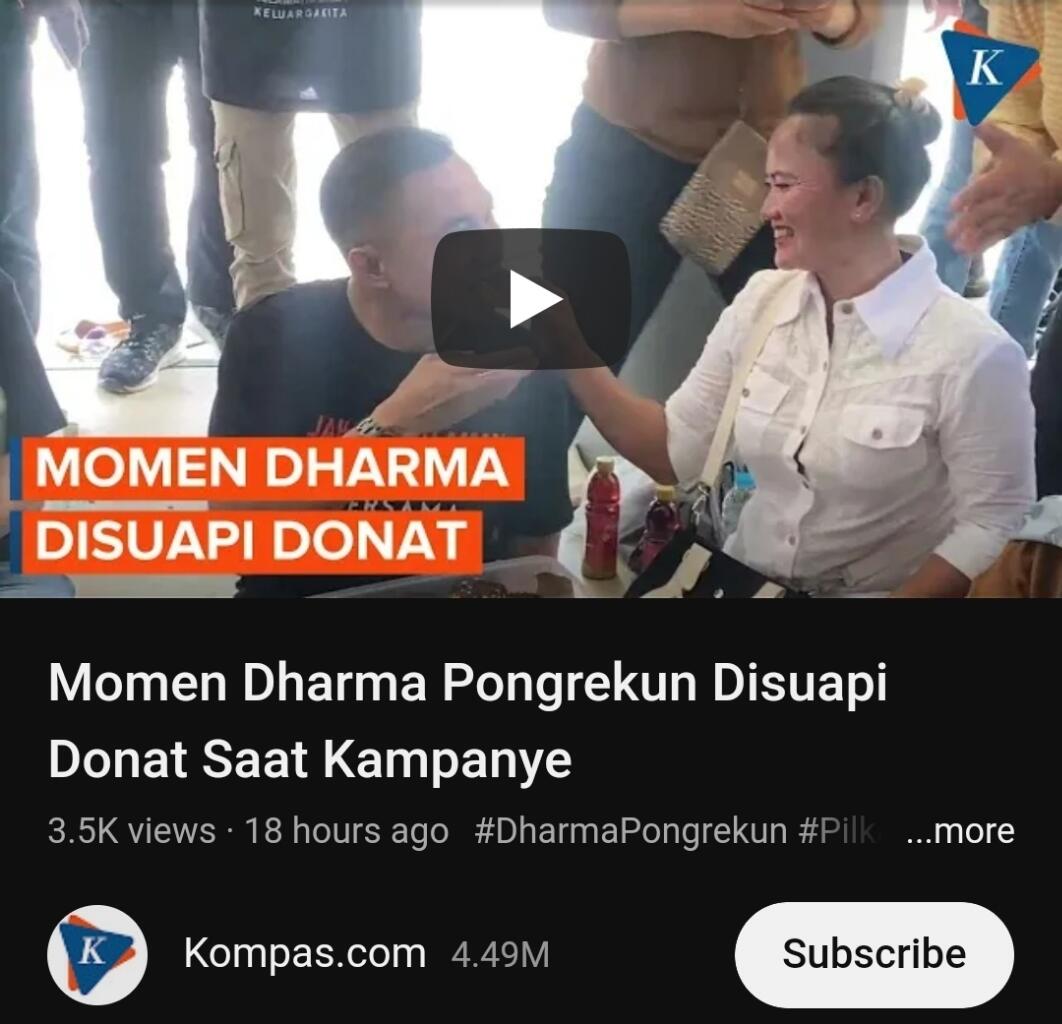 Momen Dharma Pongrekun Disuapi Donat Saat Kampanye
