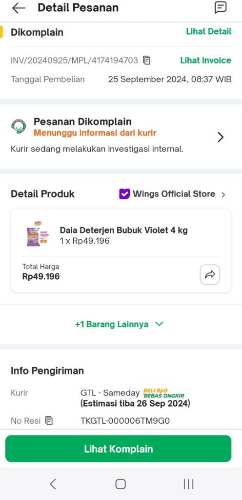 Sameday Tokopedia Mengecewakan