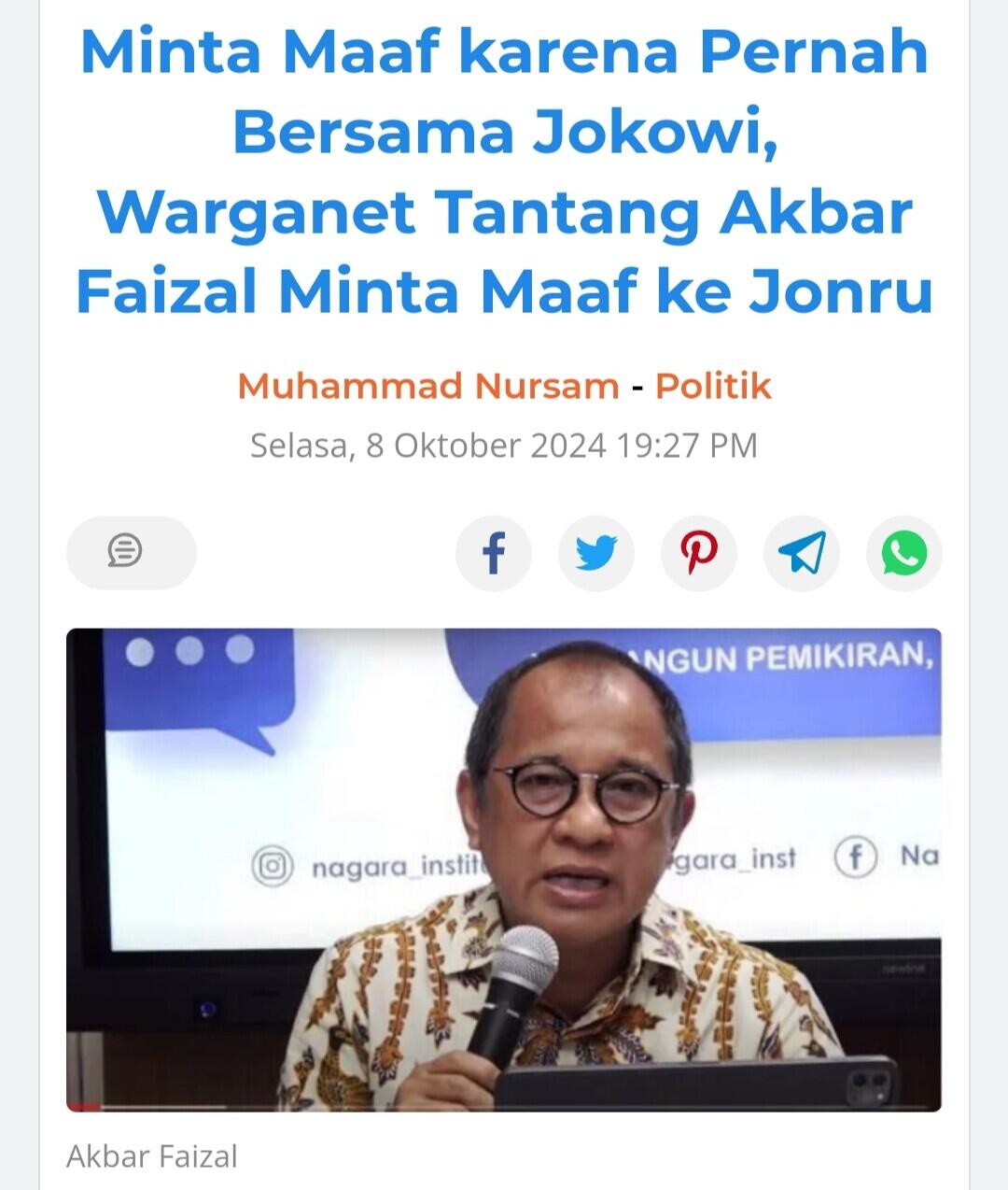 Akbar Faizal Beri Selamat Ke Prabowo, Tapi Ogah Ke Gibran: Dia Jauh Dari Layak!