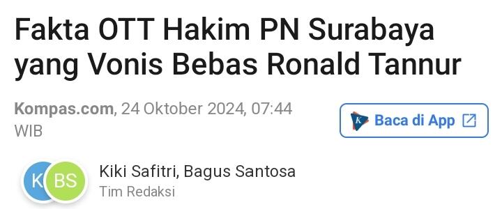 MA Vonis Ronald Tannur 5 Tahun di Kasasi, Batalkan Putusan PN Surabaya

