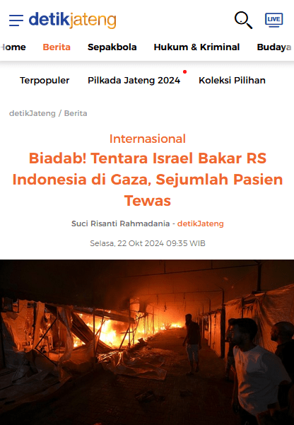 MER-C Klarifikasi: Kabar RS Indonesia di Gaza Dibakar Israel Ternyata Hoaks