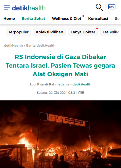 MER-C Klarifikasi: Kabar RS Indonesia di Gaza Dibakar Israel Ternyata Hoaks
