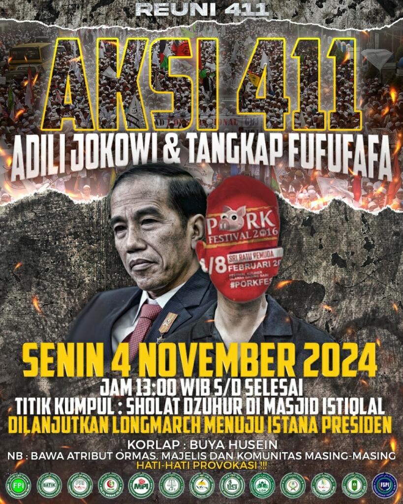 Wow! FPI akan Gelar aksi 411 Hari Ini, Tuntut Fufufafa Diringkus Segera!