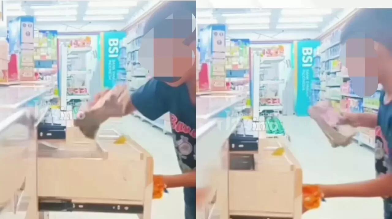Meresahkan! Seorang Bocil Nekat Curi Uang Kasir Minimarket untuk Top Up Game