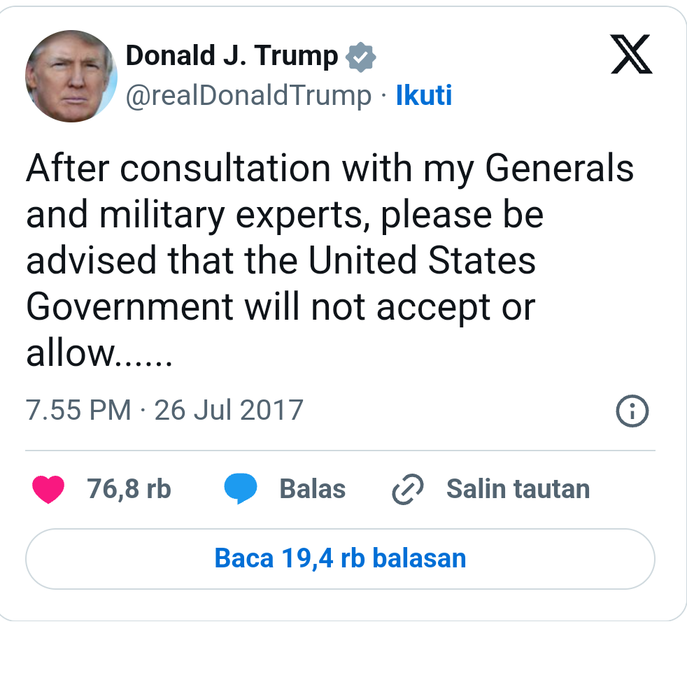 Terjadi Lagi! Donald Trump Larang Transgender