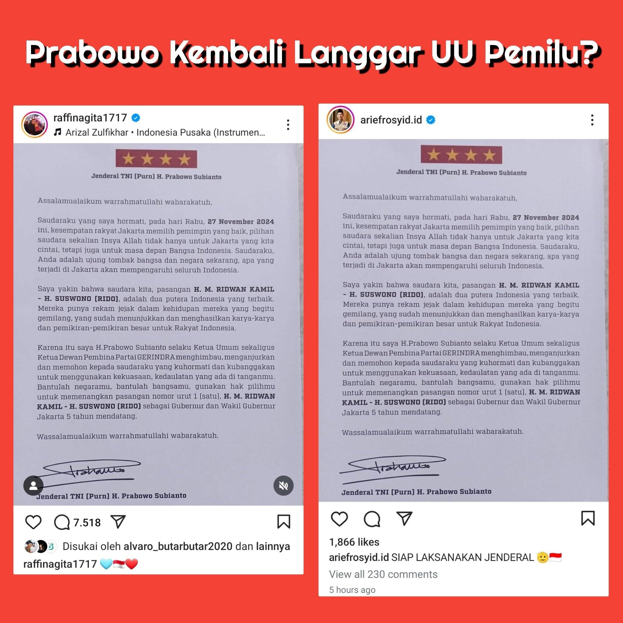Belajar dari Jokowi, Prabowo Langgar UU