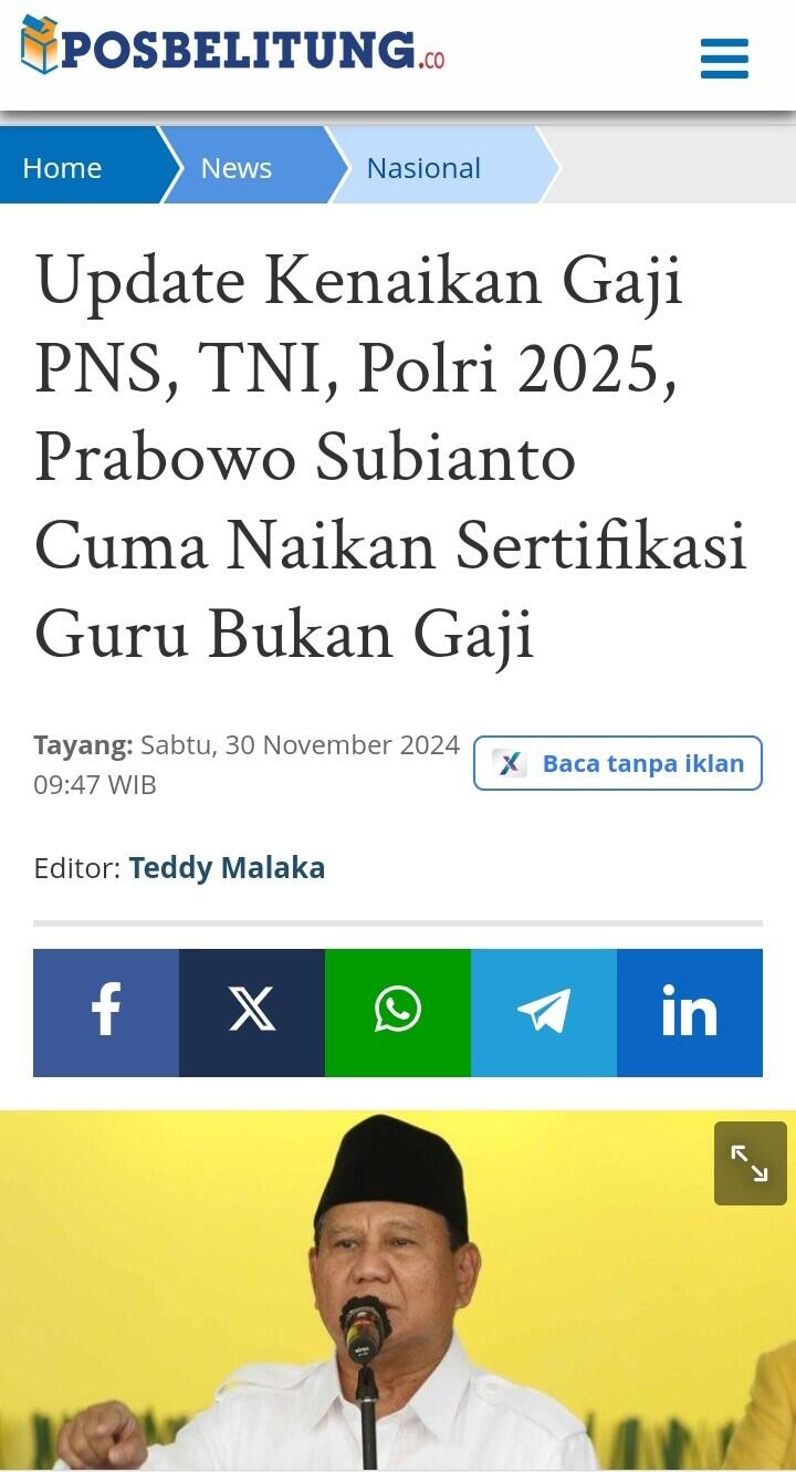 Dibelain Nangis di Hari Guru, Ternyata Gajinya Gak Dinaikin Prabowo