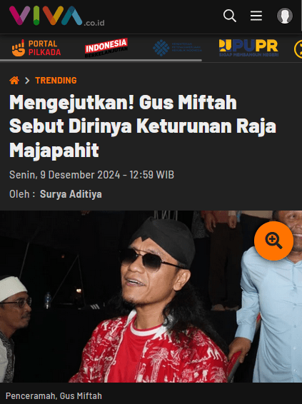 GusMiftah Ngaku Keturunan Prabu Brawijaya Diserbu Netizen, Adik: Kami Keluarga Petani
