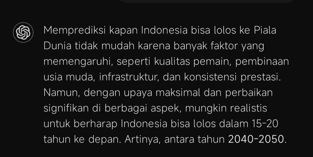 TIMNAS INDONESIA KE PIALA DUNIA? CHATGPT MENJAWAB.