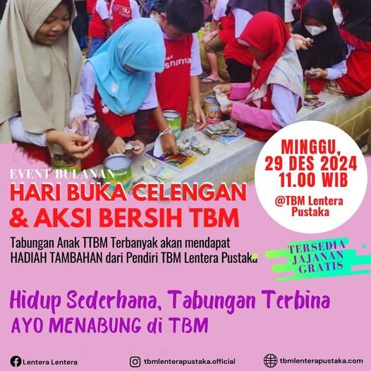 Tutup 2024, TBM Lentera Pustaka Gelar Hari Buka Celengan dan Rapat Evaluasi Relawan