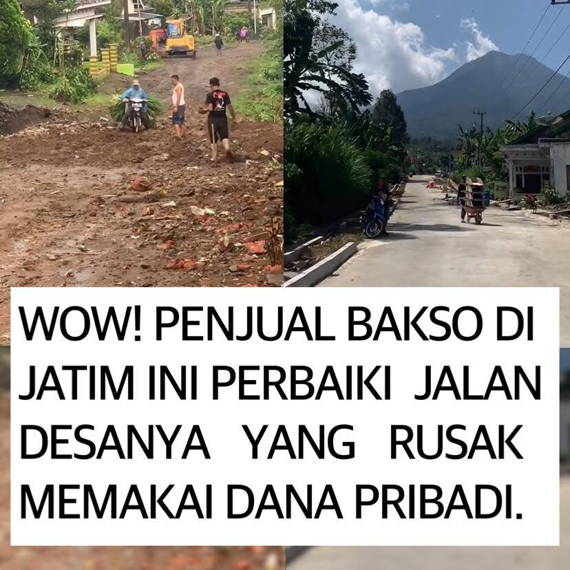 Pakai Dana Pribadi, Penjual Bakso Bangun Jalan Desa di Malang