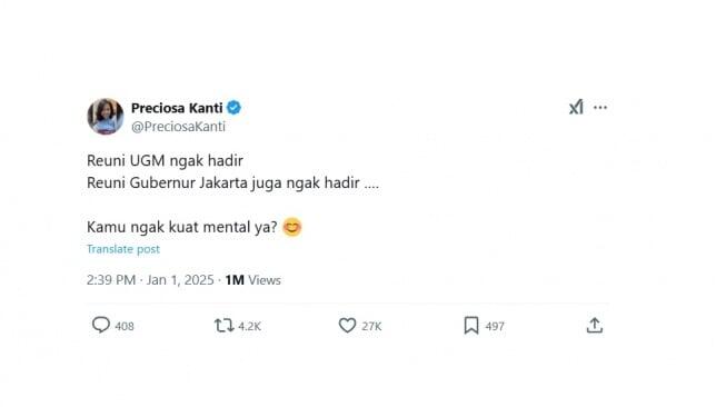 Jokowi Tak Hadir di Reuni Alumni UGM dan Gubernur Jakarta,Warganet: Nggak Kuat Mental