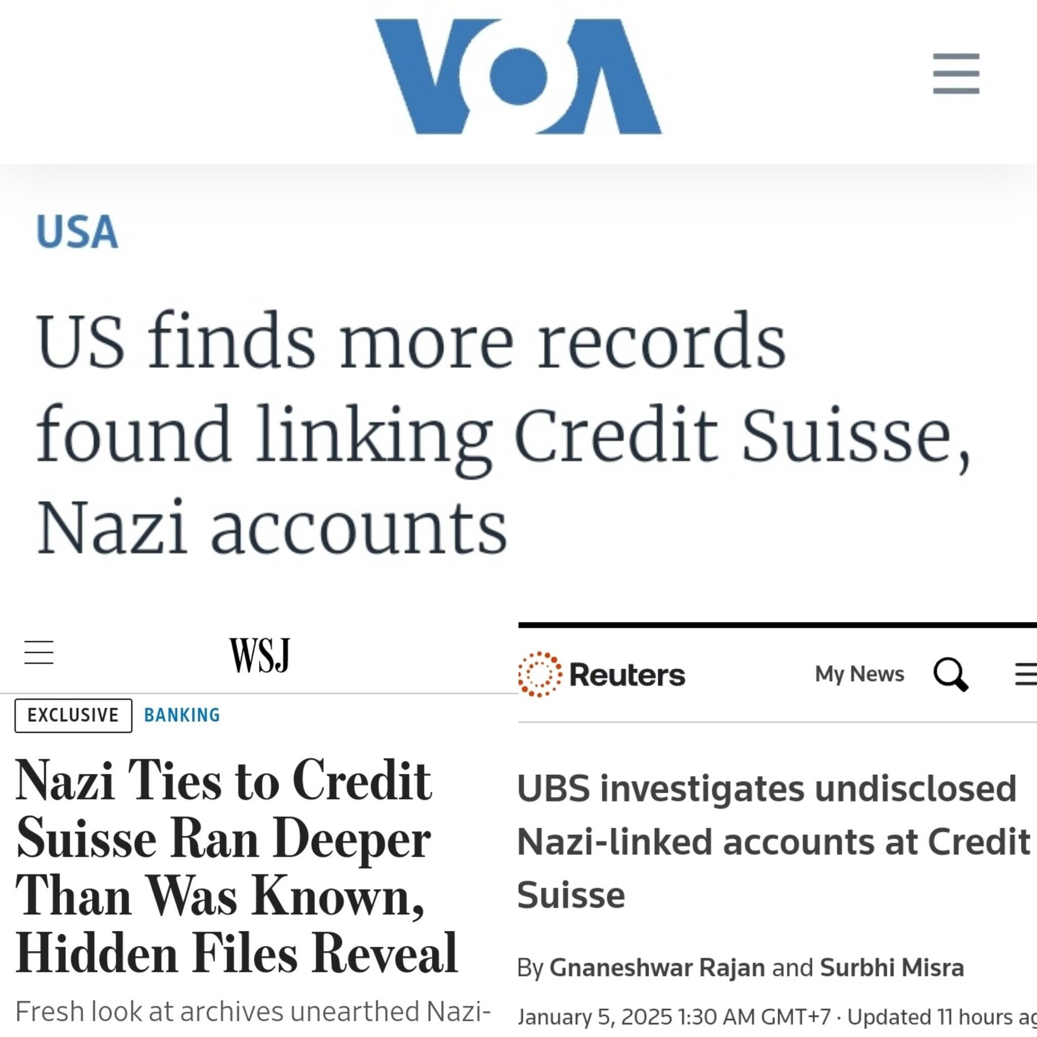 AS temukan lebih banyak catatan yang menghubungkan Credit Suisse dengan rekening Nazi