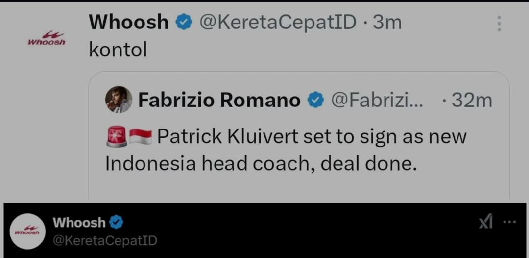 Buntut Komentar Tak Pantas di Akun X Fabrizio Romano, Admin Medsos KCIC Disanksi