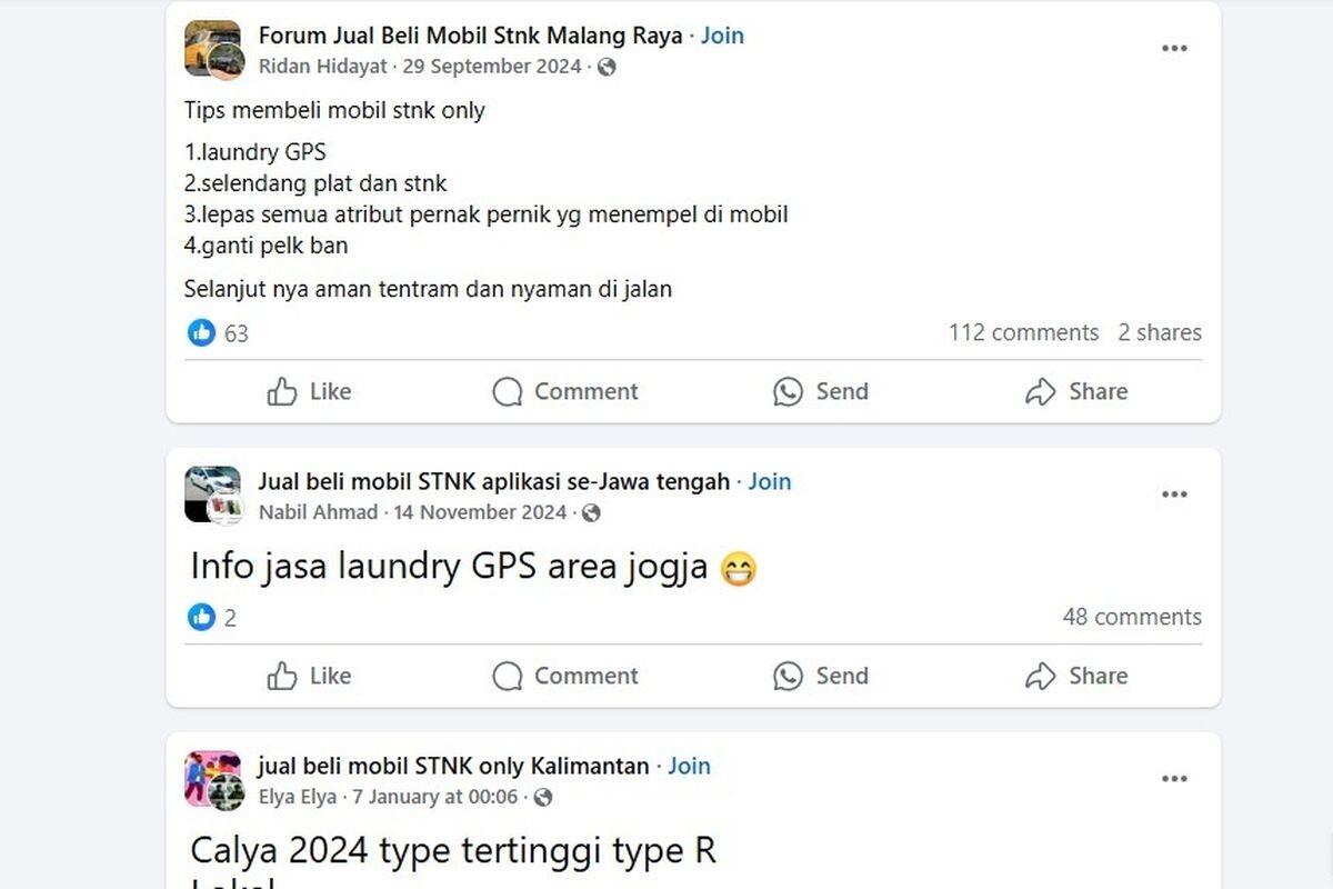 Fenomena Grup Jual Beli Mobil STNK Only di Media Sosial


