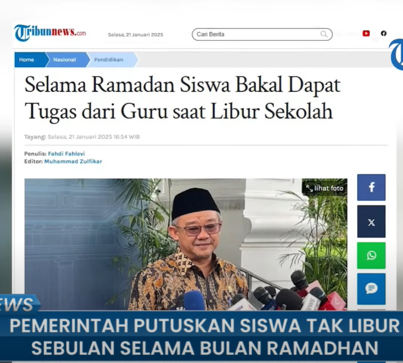 Siswa Tetap Bersekolah Selama Ramadhan, Sepekan Awal Bakal Belajar Mandiri di Rumah
