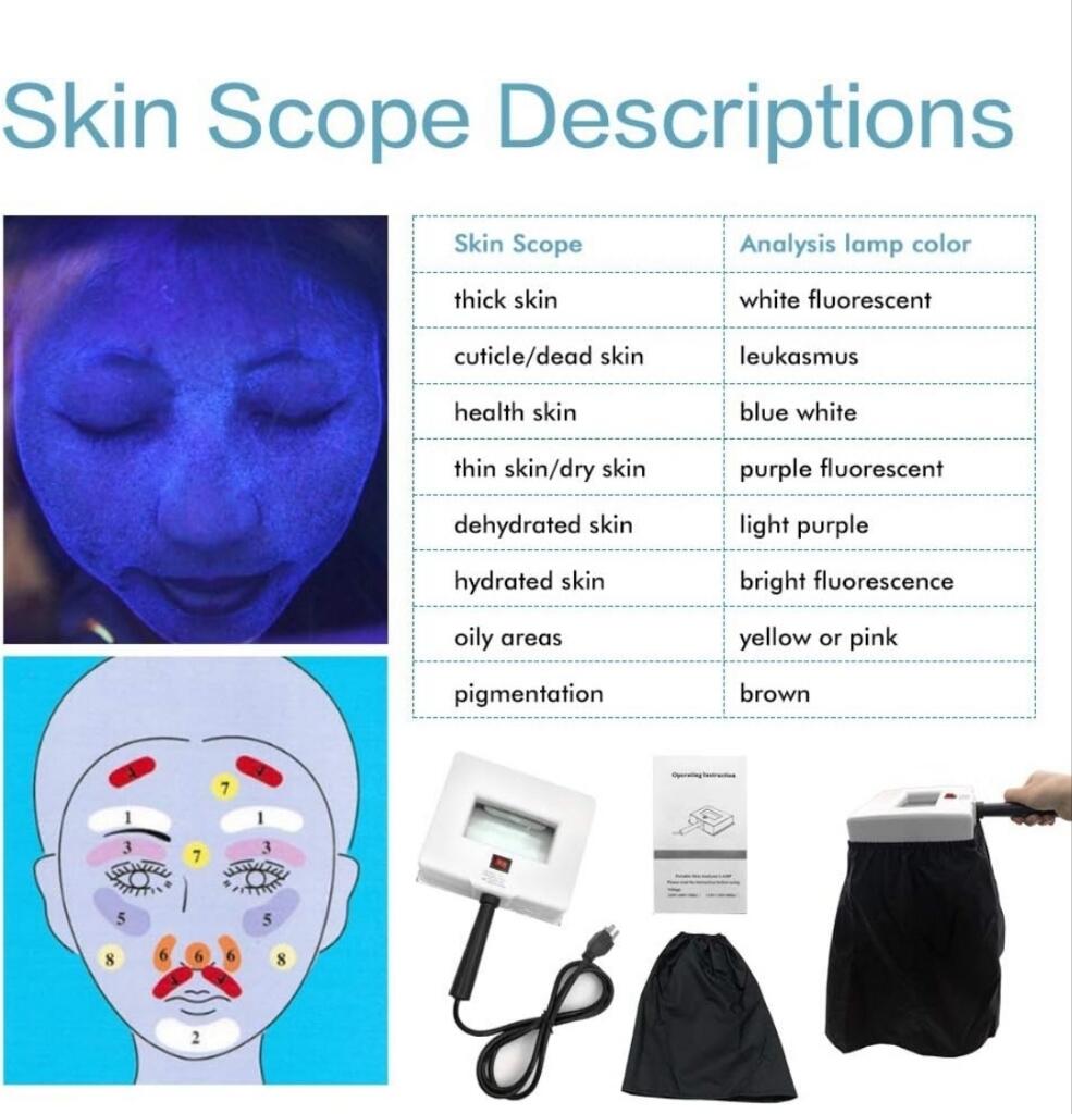 UV Light for Facial Skin Analyze Facial Detector with Black Shade Cloth