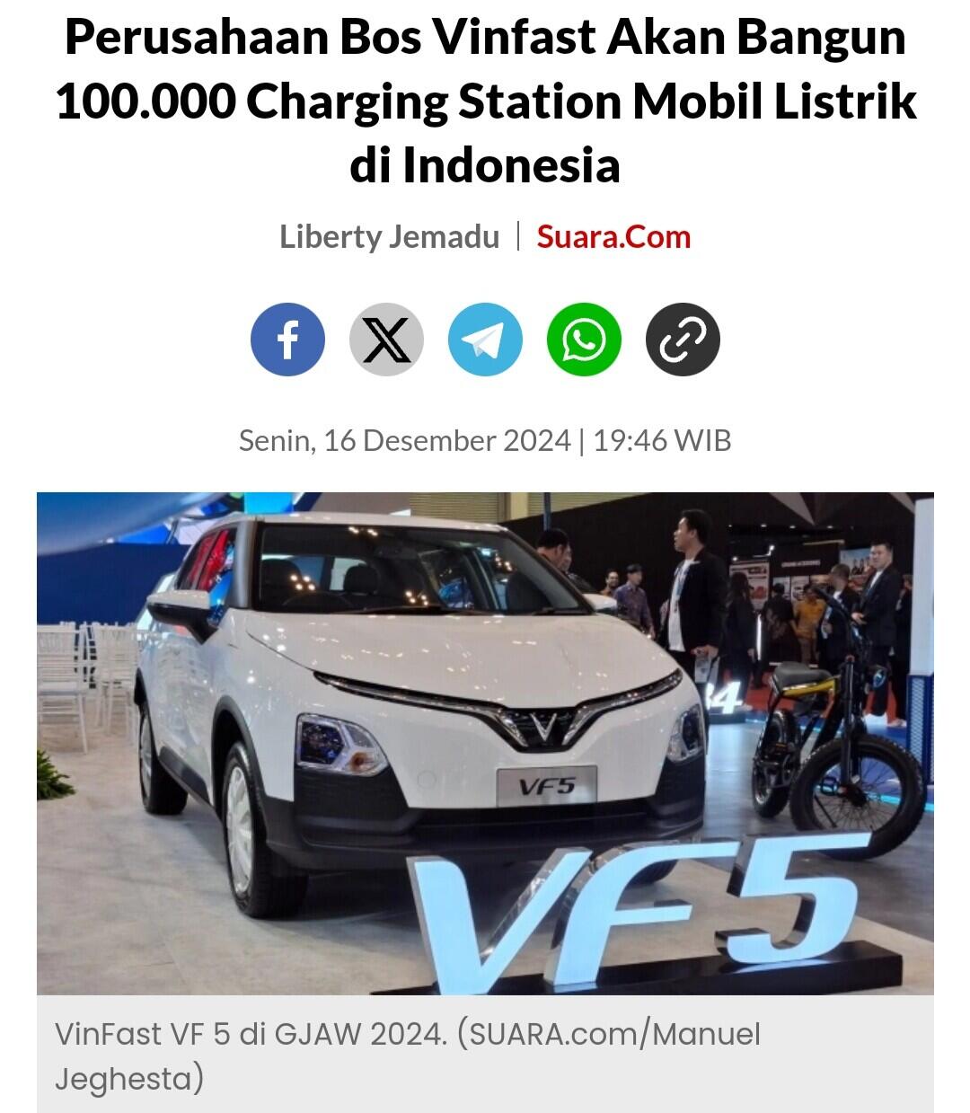 Pabrik VinFast di Subang Senilai Rp 3,2 Triliun Siap Ngebul Akhir 2025
