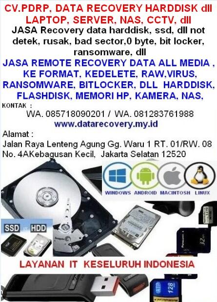 Recovery data harddisk, ssd, memori hp, flashdisk, dll