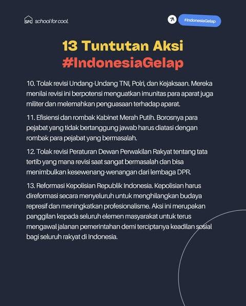 13 Tuntutan BEM SI di Puncak Demo Indonesia Gelap 20 Februari