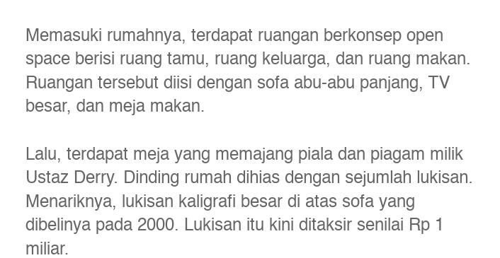 Intip Rumah Ustaz Derry Sulaiman, Ada Lukisan Kaligrafi Rp 1 Miliar