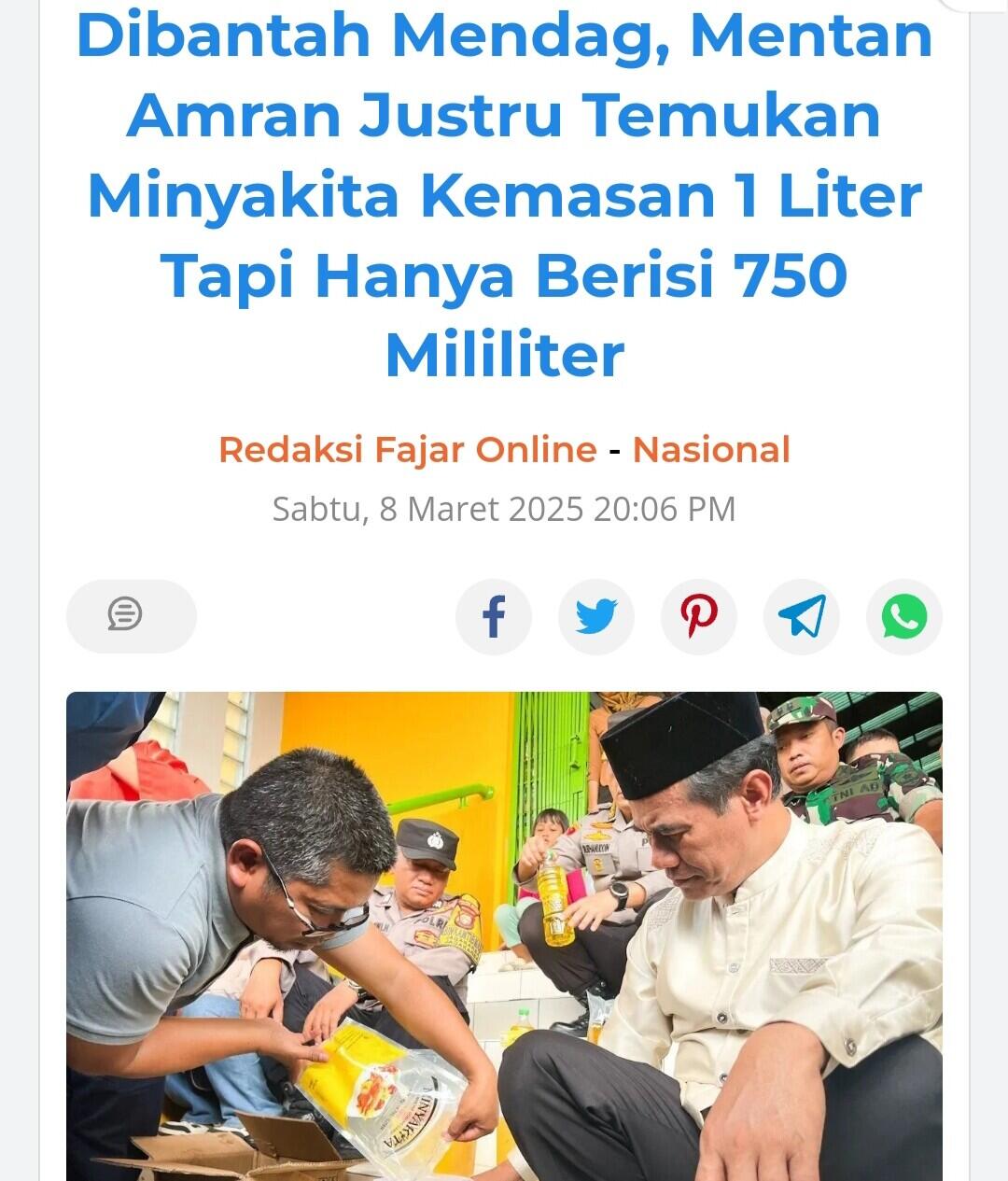 Setelah Kelangkaan Elpiji dan Pertamax Oplosan, Isi MinyaKita Diduga Disunat
