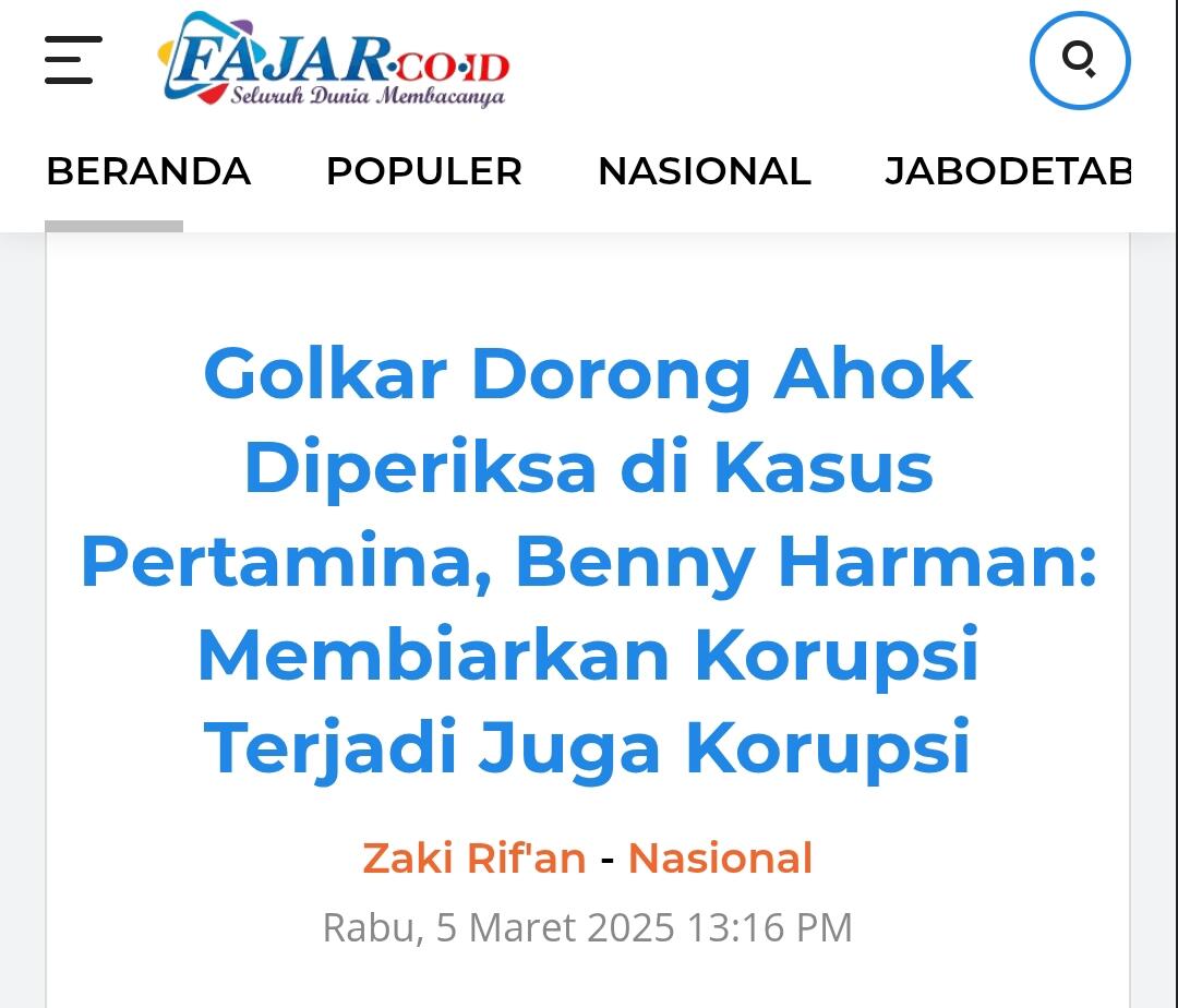 Kejagung Sebut Ahok Tahu soal Ekspor-Impor Terkait Kasus Korupsi Pertamina