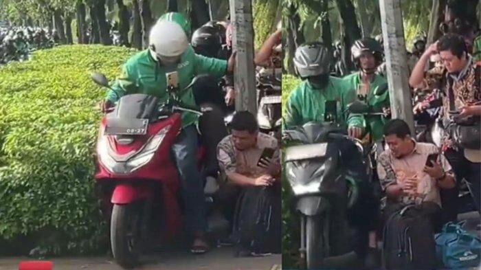 Warga Duduk di Trotoar Dimarahi Driver Ojol Karena Dianggap Menghalangi