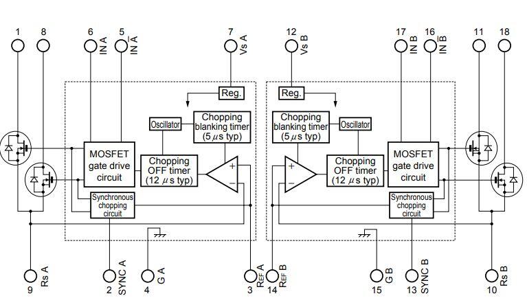 IC SANKEN SLA7033M | 2-Phase Stepper Motor | Diagram dan Spesifikasinya.