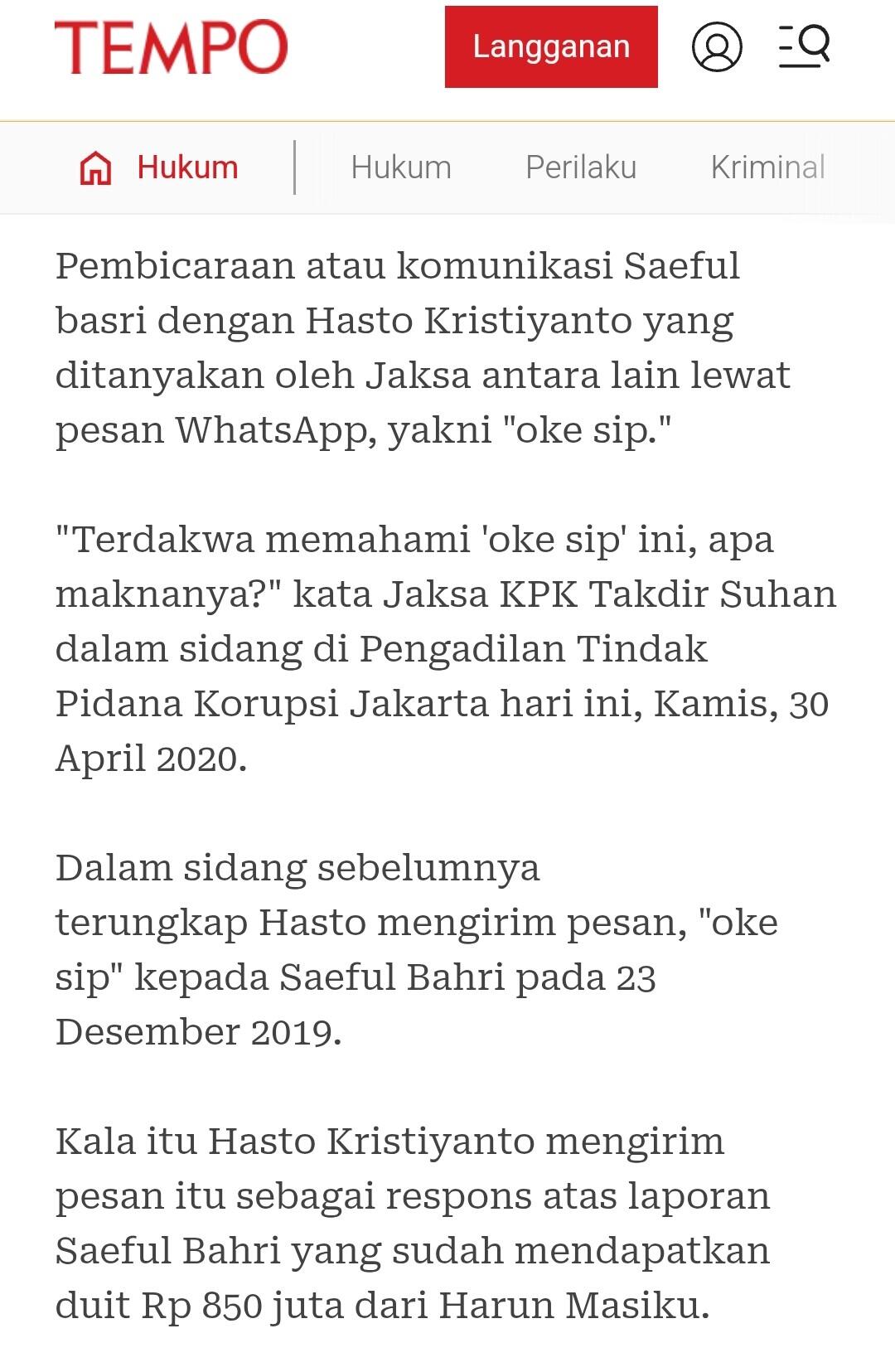 Bacakan Nota Keberatan, Hasto Kutip Surah Al-Maidah Ayat 8