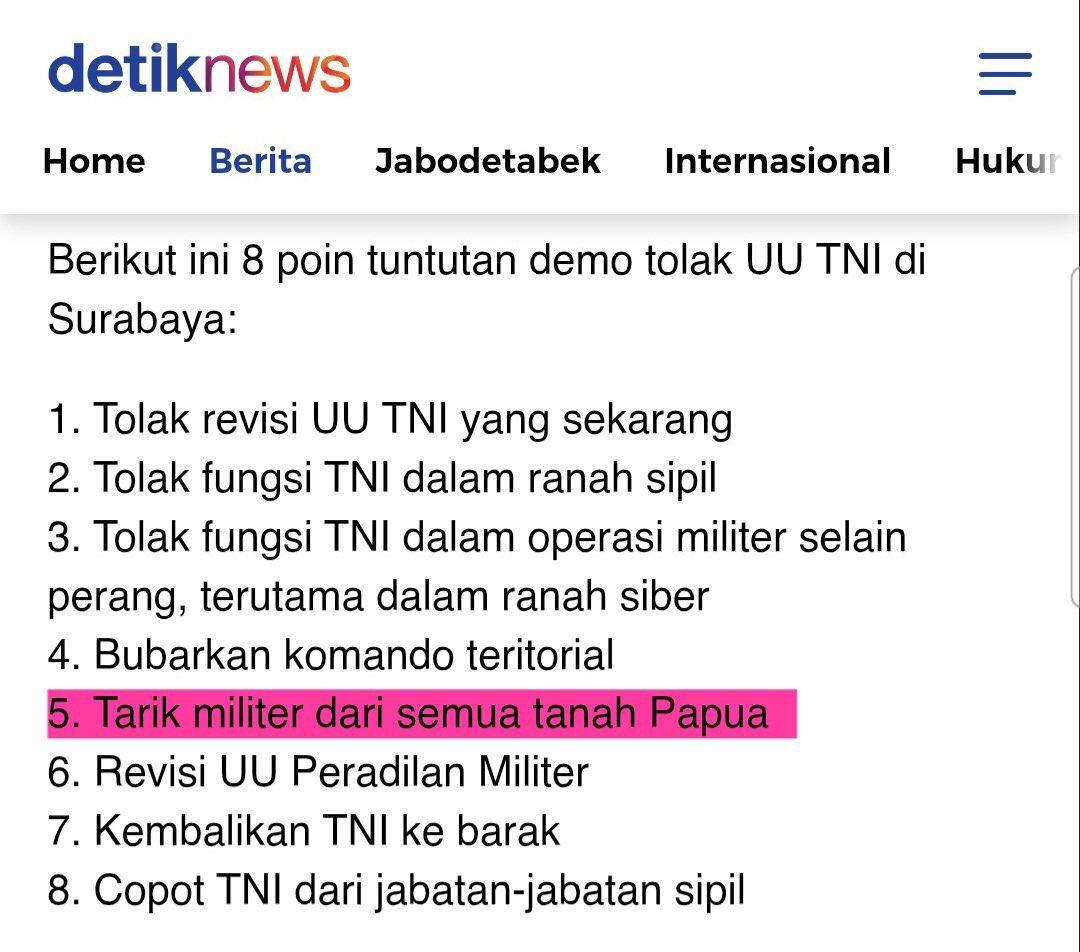 8 Tuntutan Aksi Massa di Surabaya: Tolak Fungsi TNI di Ranah Sipil!