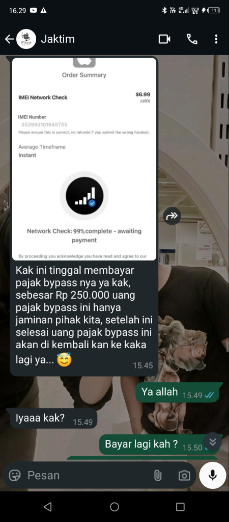 Penipu Bypass hp Atas Nama dewa Nyoman Rangga
