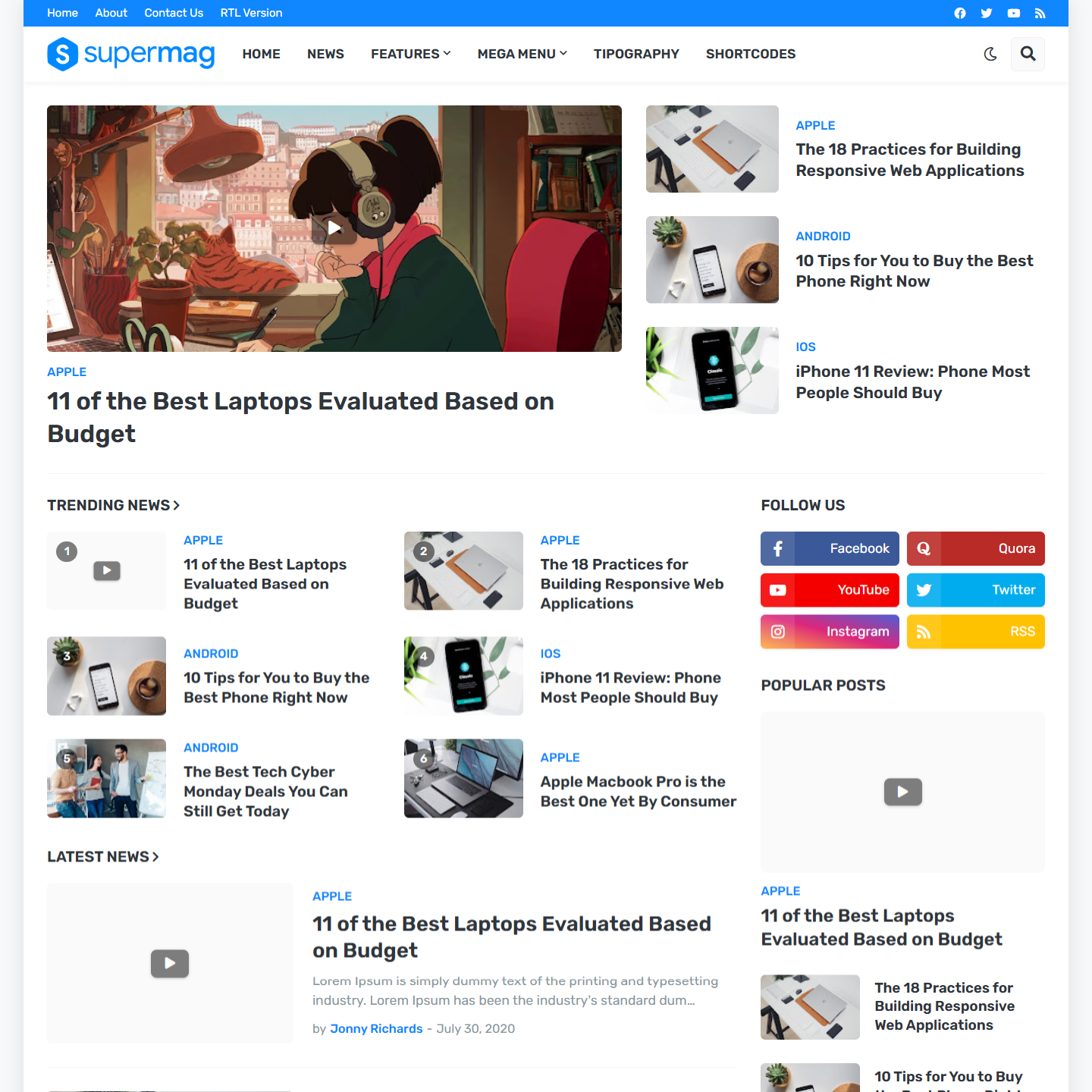 SuperMag - Premium Responsive Magazine Blogger Template