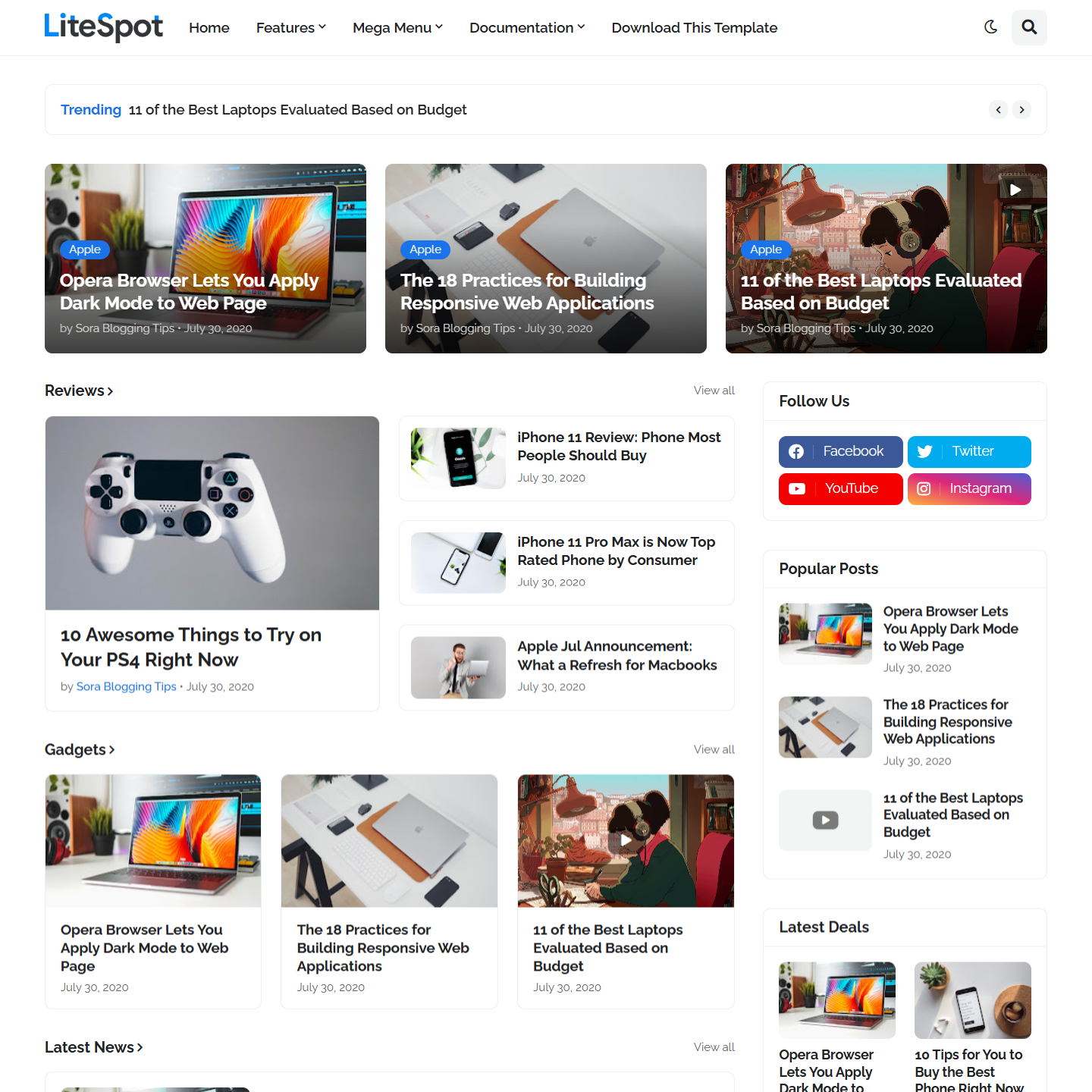 LiteSpot Premium Responsive News & Magazine Blogger Template