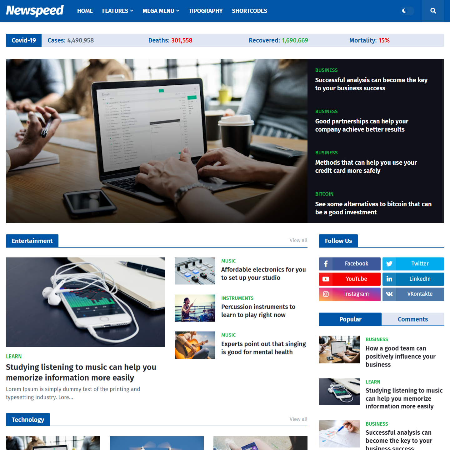 Newspeed - Premium Professional News and Magazine Blogger Template