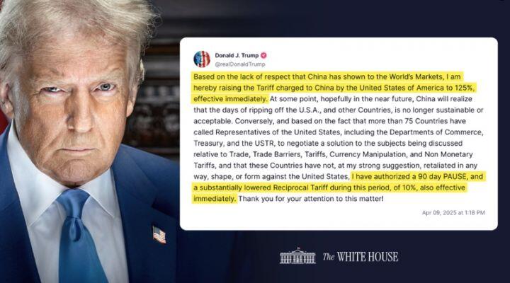 Trump Naikkan Tarif ke Tiongkok 125%, Tunda Penerapan ke Lebih 75 Negara