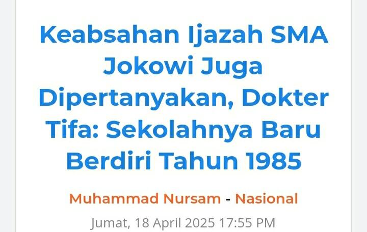 Roy Suryo dan Dokter Tifa Cs Koar-koar Terus! Bagaimana Mungkin Mengatakan Ijazah