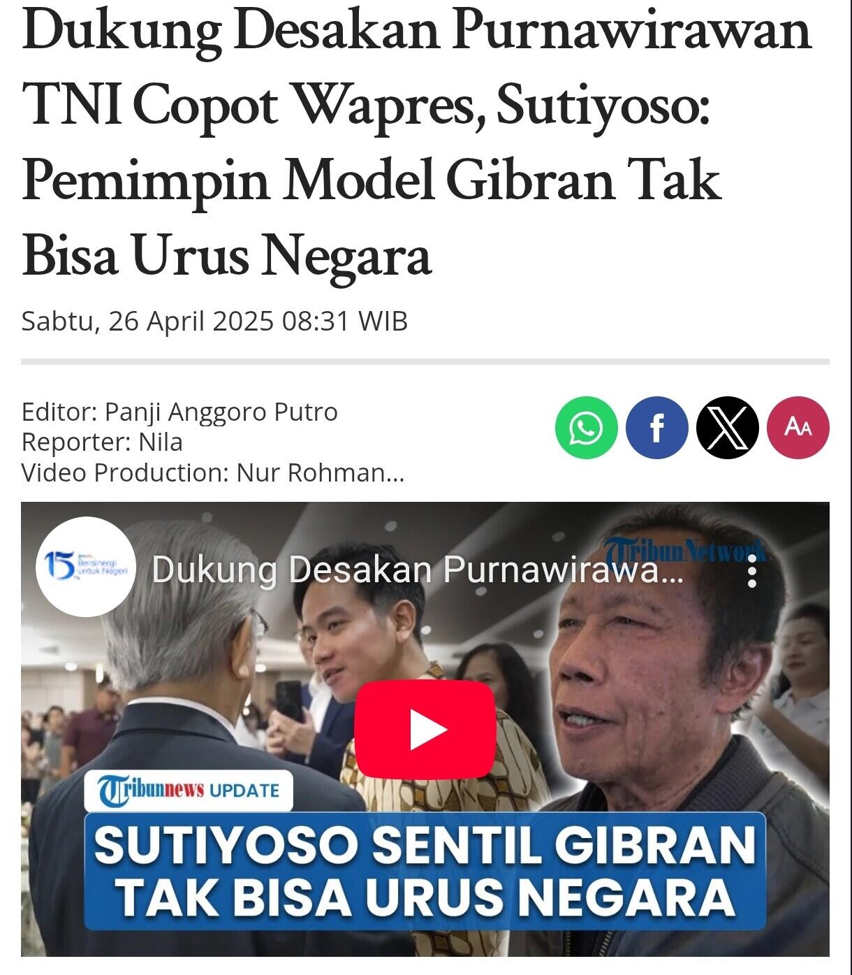Sutiyoso dan Cak Lontong Ditunjuk Jadi Komisaris Ancol