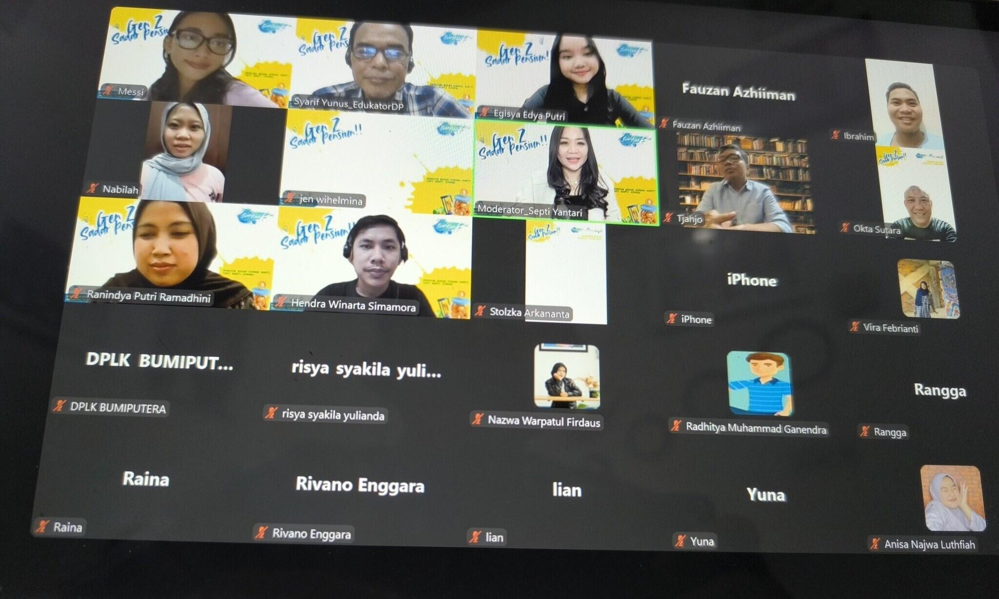 Webinar Gen Z Sadar Pensiun DPLK Bumiputera Disambut Antusias