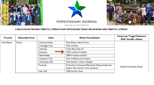 Harapan TBM Lentera Pustaka pada KKN Tematik Literasi tahun 2025 dari Perpusnas RI