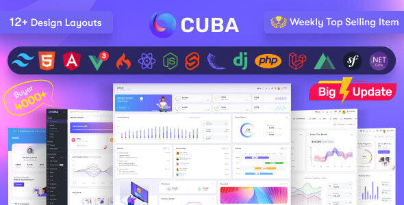 Cuba Tailwind, Bootstrap, React, Angular, Vue, Nuxt, NextJs, Net, Laravel