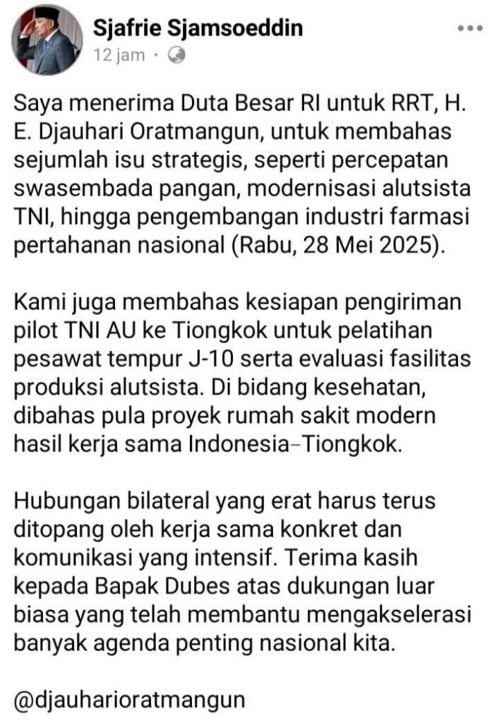Diskusi Khusus: Indonesia Bersiap Kirim Pilot TNI AU untuk Pelatihan Jet Tempur J-10