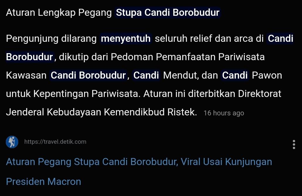 Kala Tangan Macron Menggapai Patung Buddha di Stupa Candi Borobudur