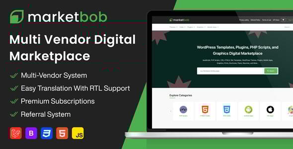 Marketbob - Multi-Vendor Digital Marketplace (SAAS)