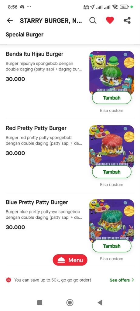 Starry Burger Yogyakarta, Burger Murah dan Enak. Harga Terjangkau di bawah Rp. 20.000