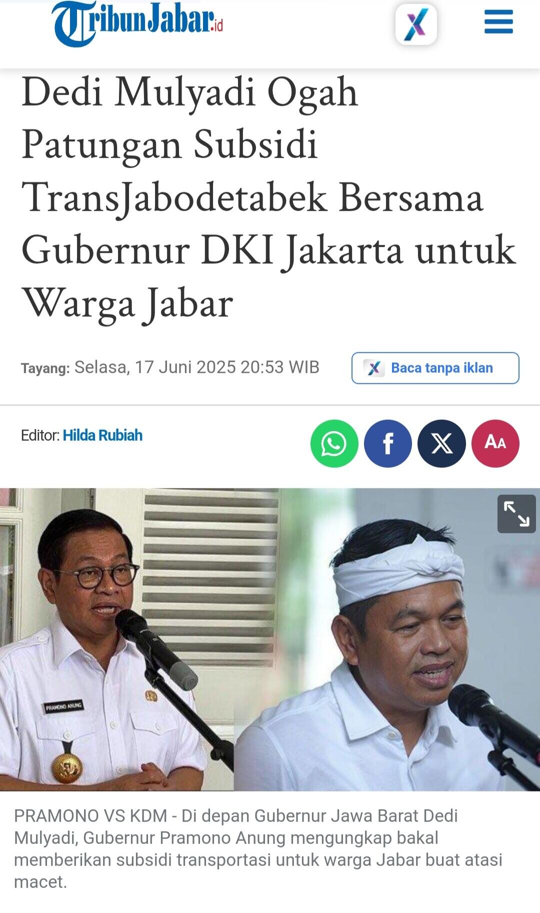 Pramono: Transjabodetabek Seharusnya Rp15.000, Setiap Orang Kita Subsidi Rp11.500