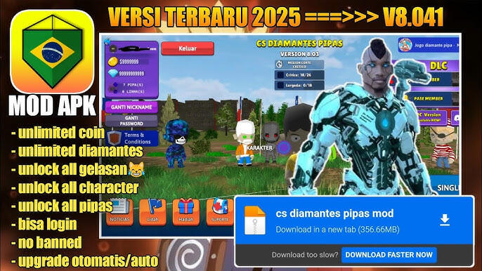 CS Diamantes Pipas MOD APK v9.0 Unlimited Money 2025 - Unduh Gratis
